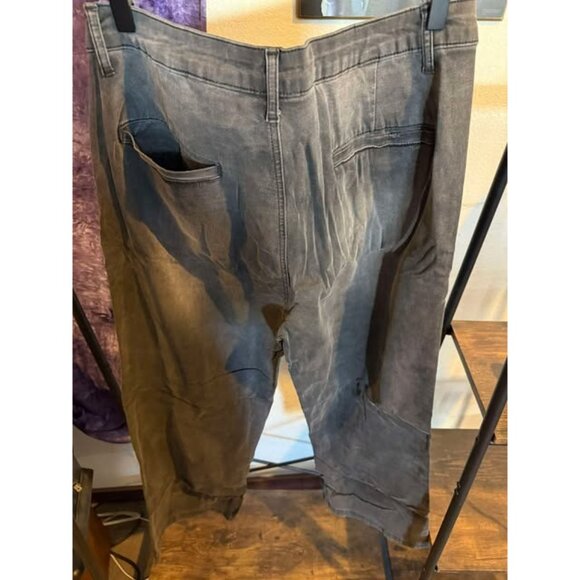 Astylish Cropped Wide Jeans Stretch Baggy With Pockets Bristol Black Size 14 - Picture 2 of 2